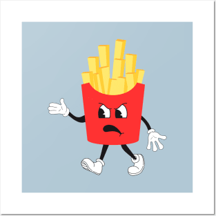 Retro French Fries Angry Face Posters and Art